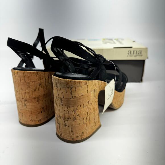 A.N.A Women's Heston Corked Heeled Sandals, Black, New, Size 8 - Picture 5 of 5